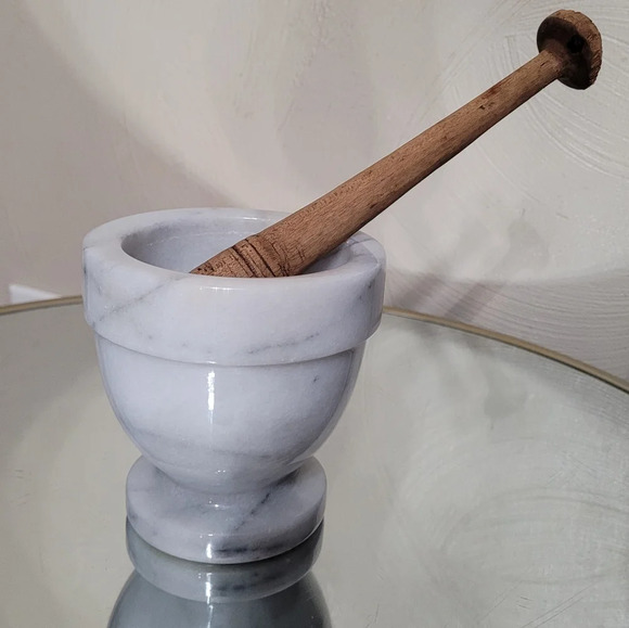 Marble Mortar with Wooden Pestle - Picture 2 of 7
